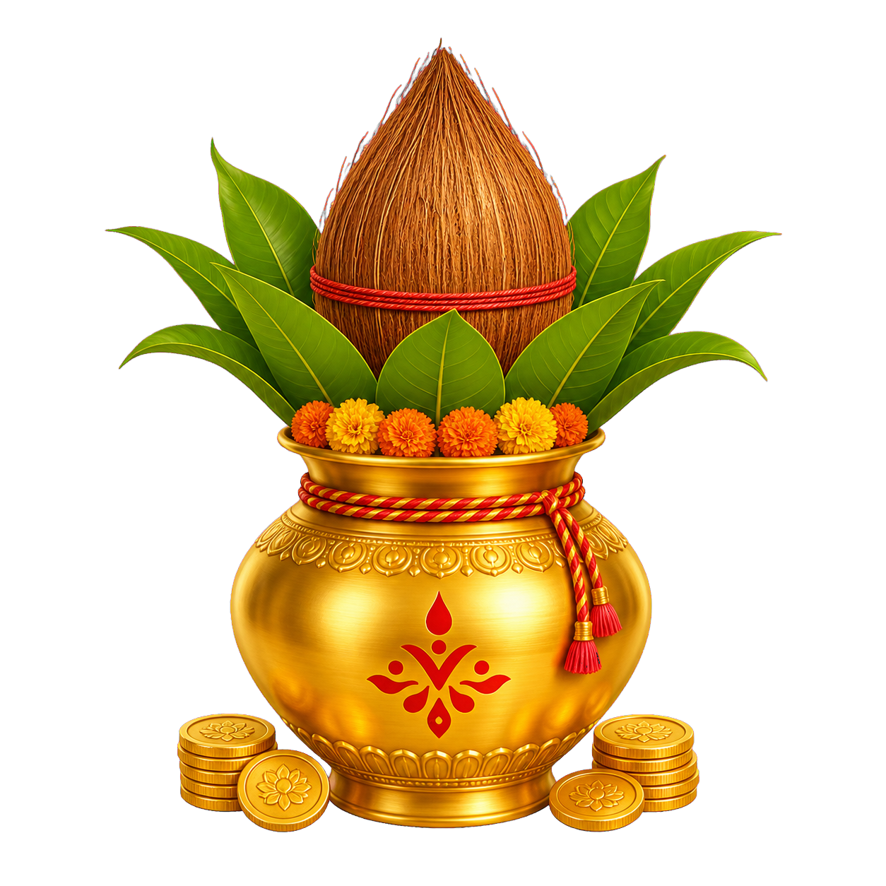 Golden festive kalash